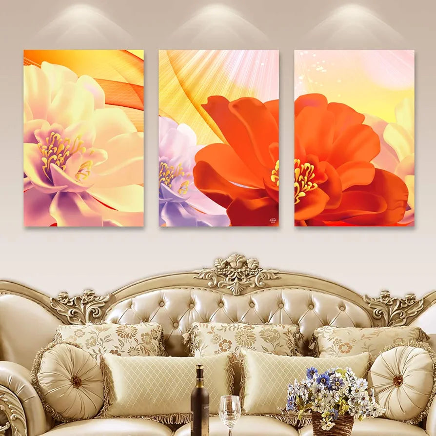 Rangoli MDF 3 Pcs Wall Poster 12x18 Inch Decorative Wall Art for Home, Office, Living Room. P-4, Design-17
