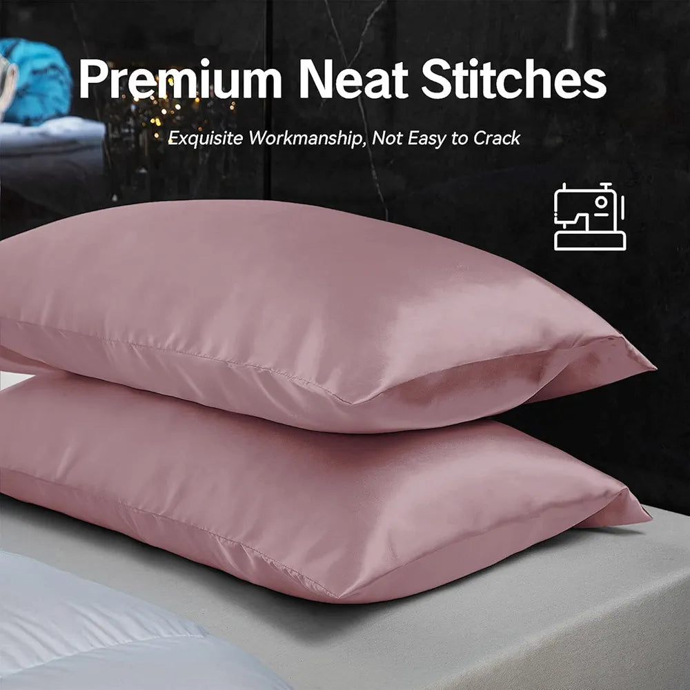 Cloth Fusion Satin Pillow Cover Set of 2 for Hair and Skin Care, Perfect Pillow case with 3 Satin Soft Scrunchies for Women 