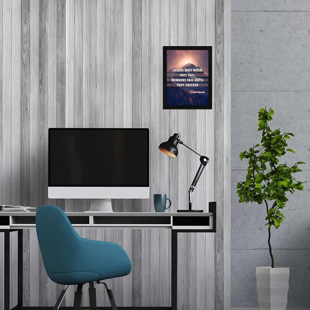 ArtX Paper Motivational Inspirational Quotes, Losers Quit Framed Wall Art Painting, Multicolor, Abstract, 10 X 13 inches, Set of 1