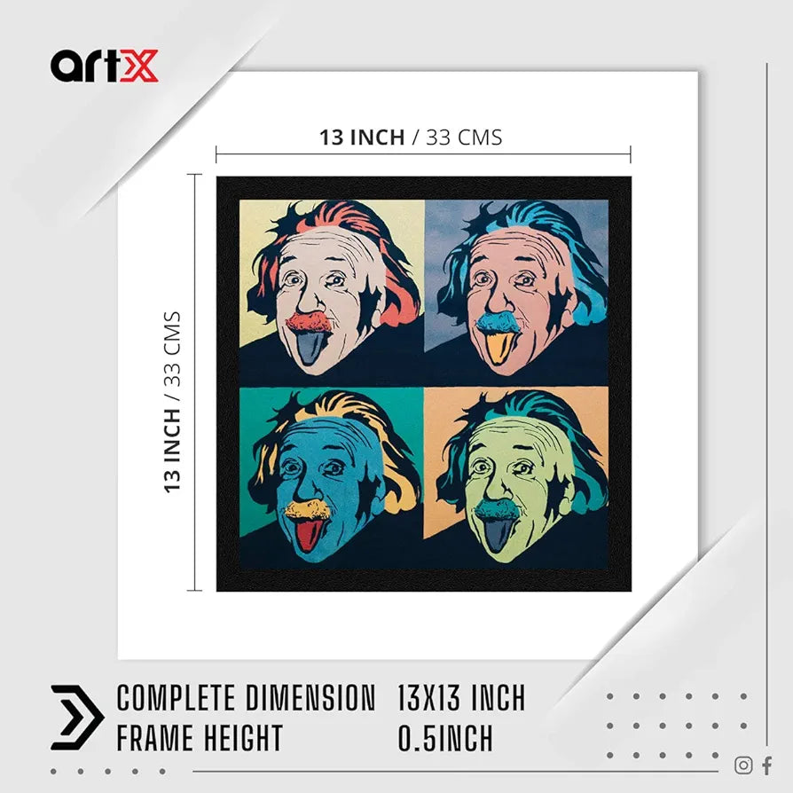 ArtX Paper Albert Einstein Wall Art Painting, Multicolor, Pop, 13X13 in, Set of 1