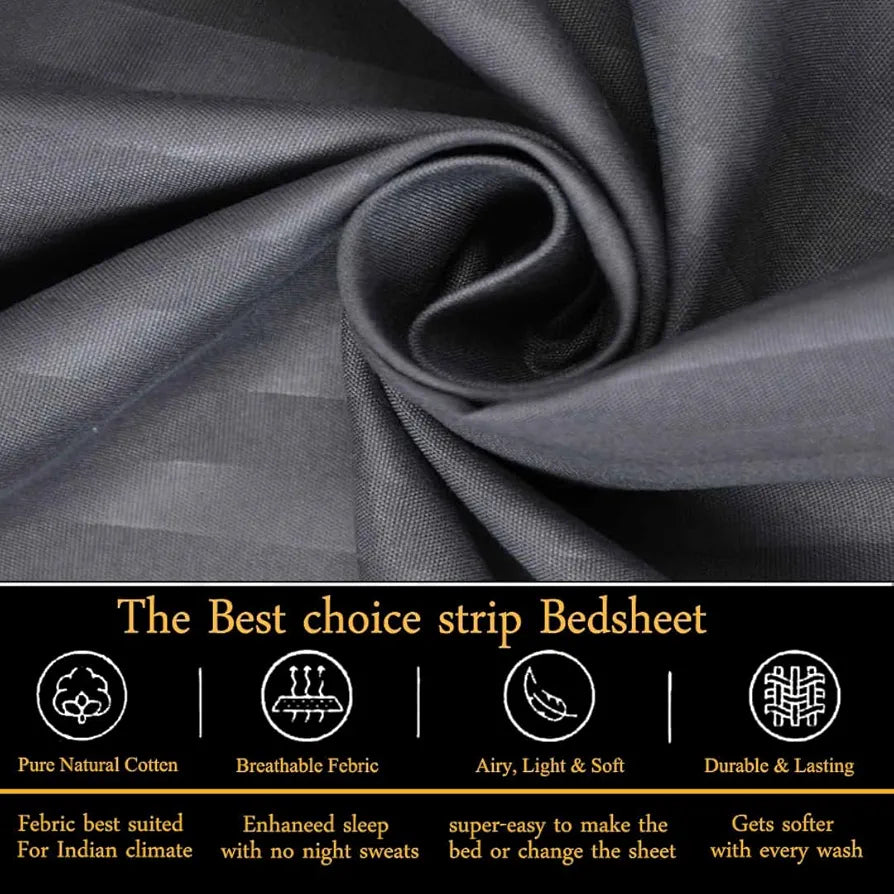FRESH FROM LOOM Microfiber Modern Wrinkle Resistant | Soft Skin Safe | Breathable King Size Flat Bedsheets | Hotel & Home | Double Bedsheet Set With 2 Pillow Covers , 144 Tc