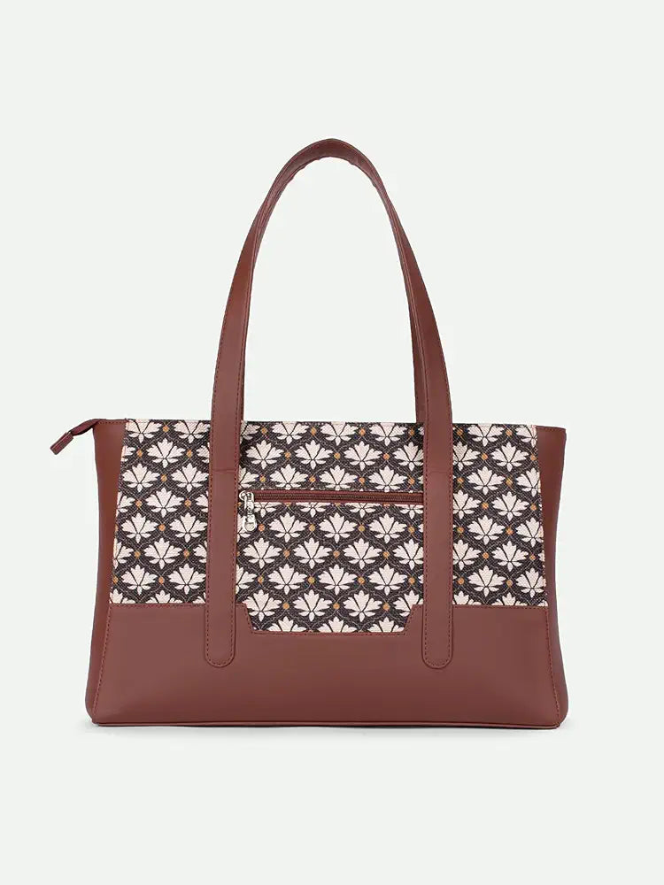 ZOUK Vegan Leather Maya Multitasker Tote Bag With Detachable Laptop Sleeve