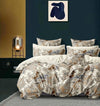 Cortina 140 Tc 100% Microfiber Printed Double Bedsheet Set With Two Pillow Case | 90x100 Inches | Floral | Beige