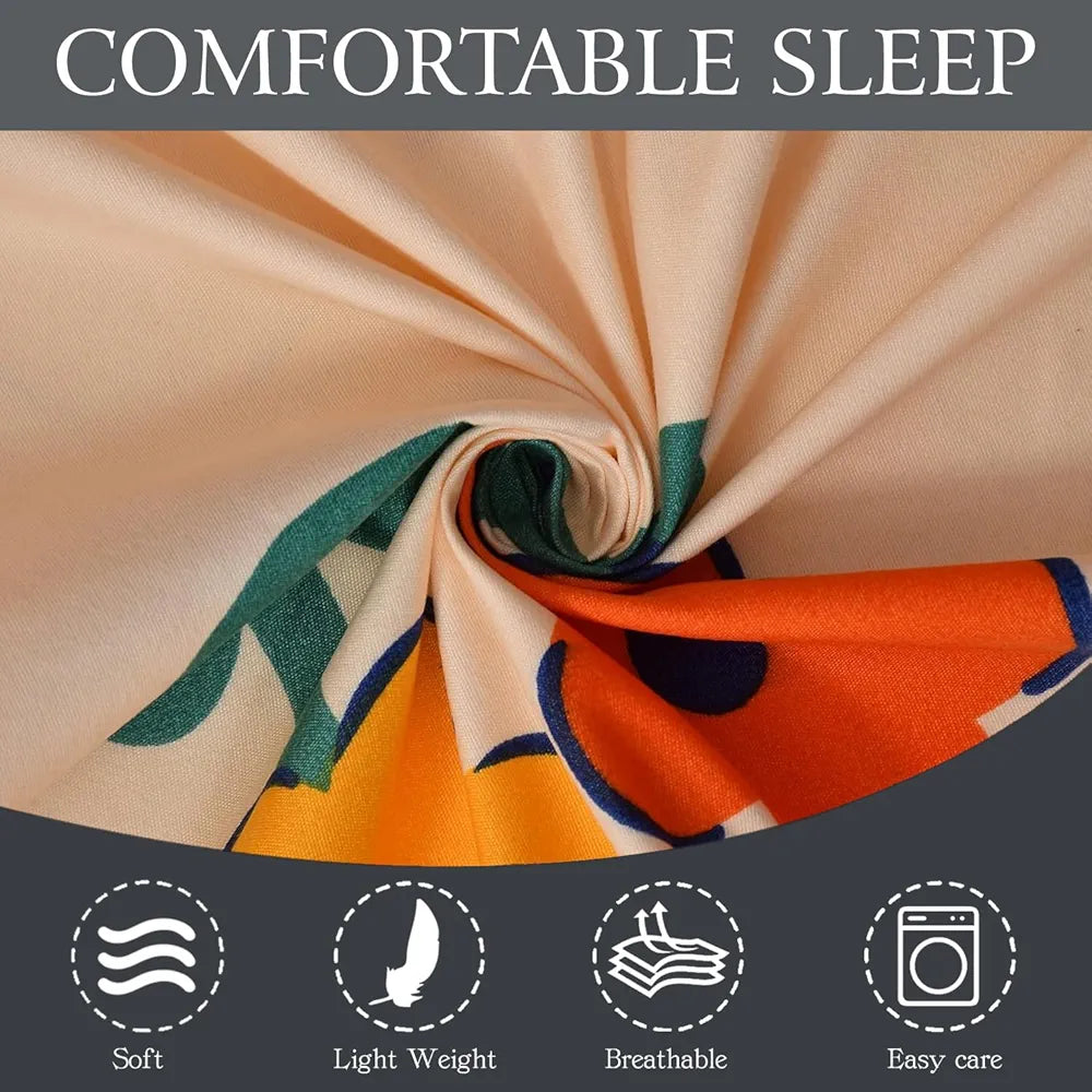 FRESH FROM LOOM Wrinkle Free Glace Cotton Elastic Printed Fitted Bedsheet For Kids For Single Bed With 1 Pillow Cover|Good Day),Small Single,Beige, 300 TC