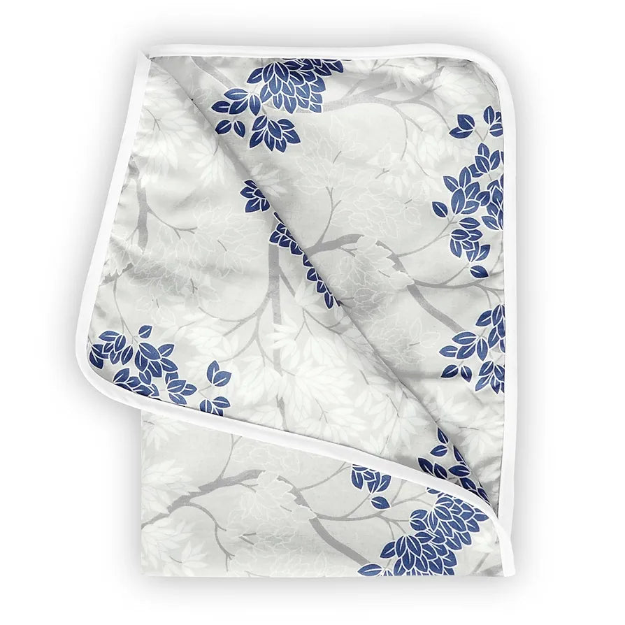 Divine Casa Floret 100% Cotton Single Kids Dohar | 120 GSM | Soft & Lightweight Throw Blanket | Cozy & Breathable Bedding | All-Season Comfort | 140 x 100 CM, Grey Blue