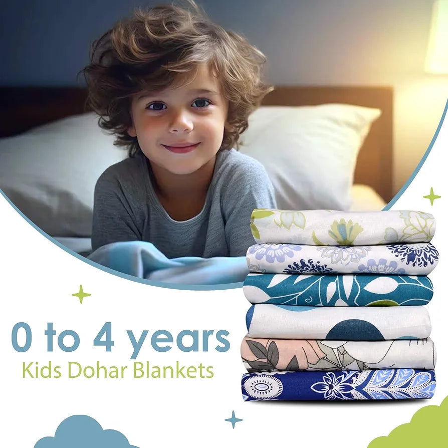 Divine Casa Floret 100% Cotton Single Kids Dohar | 120 GSM | Soft & Lightweight Throw Blanket | Cozy & Breathable Bedding | All-Season Comfort | 140 x 100 CM, Green Banana