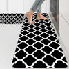 Ishro Home Kitchen Mats For Floor Anti Slip Waterproof Set Of 2 Pcs Colour Black Diamonds