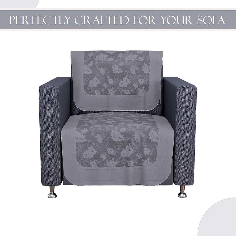Kuber Industries Set of 6 Net Durable 2+1 Seater Sofa Covers for Living Room | Easy Machine Washable Sofe ke cover for Protection & Comfort for Home | Self Net Hawaii - Grey