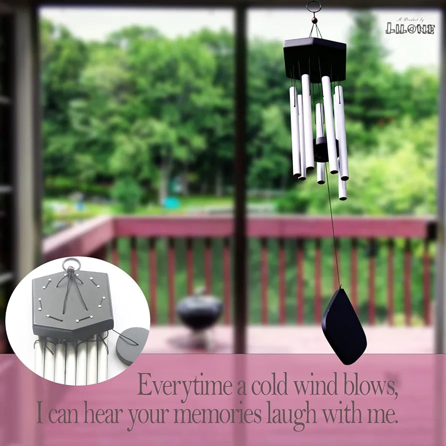 Lilone 7 Pipe Silver Wind Chimes for Home Positive Energy | Windchimes for Balcony Bedroom with Sweet Sound | 60 cm Long
