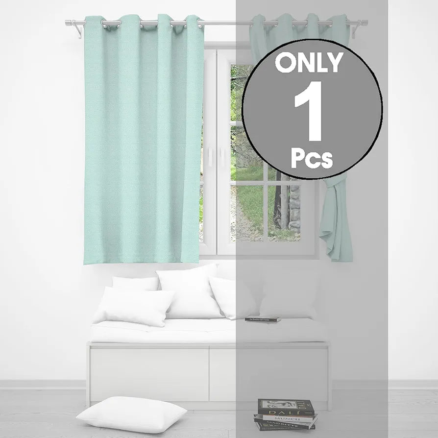 Divine Casa Textured Window Curtain 5 Feet | Cameo Green |Soft Polyester Panel with Metal Eyelets for Home Decor | 1 Piece