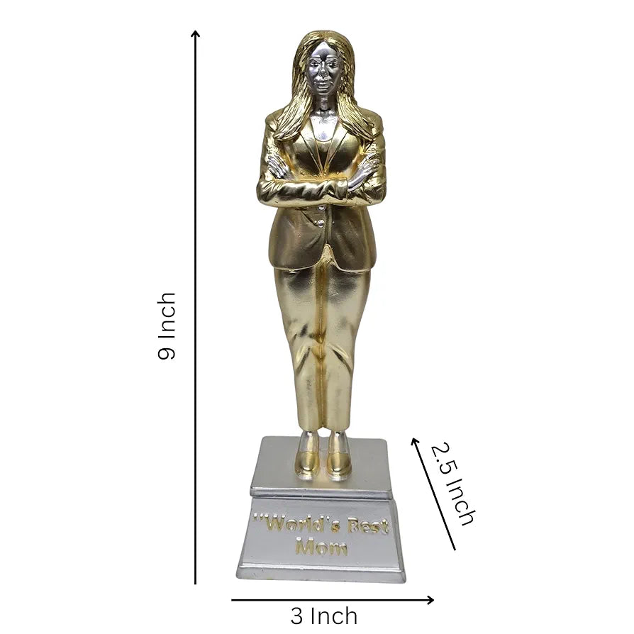 Gold Art India Best Mother Trophy Figurine Gold & Silver Plated Matte Finish | Women's Day Gift for Mother | Mothers Birthday Gift | Study Table | Office Desk 9'' Inch