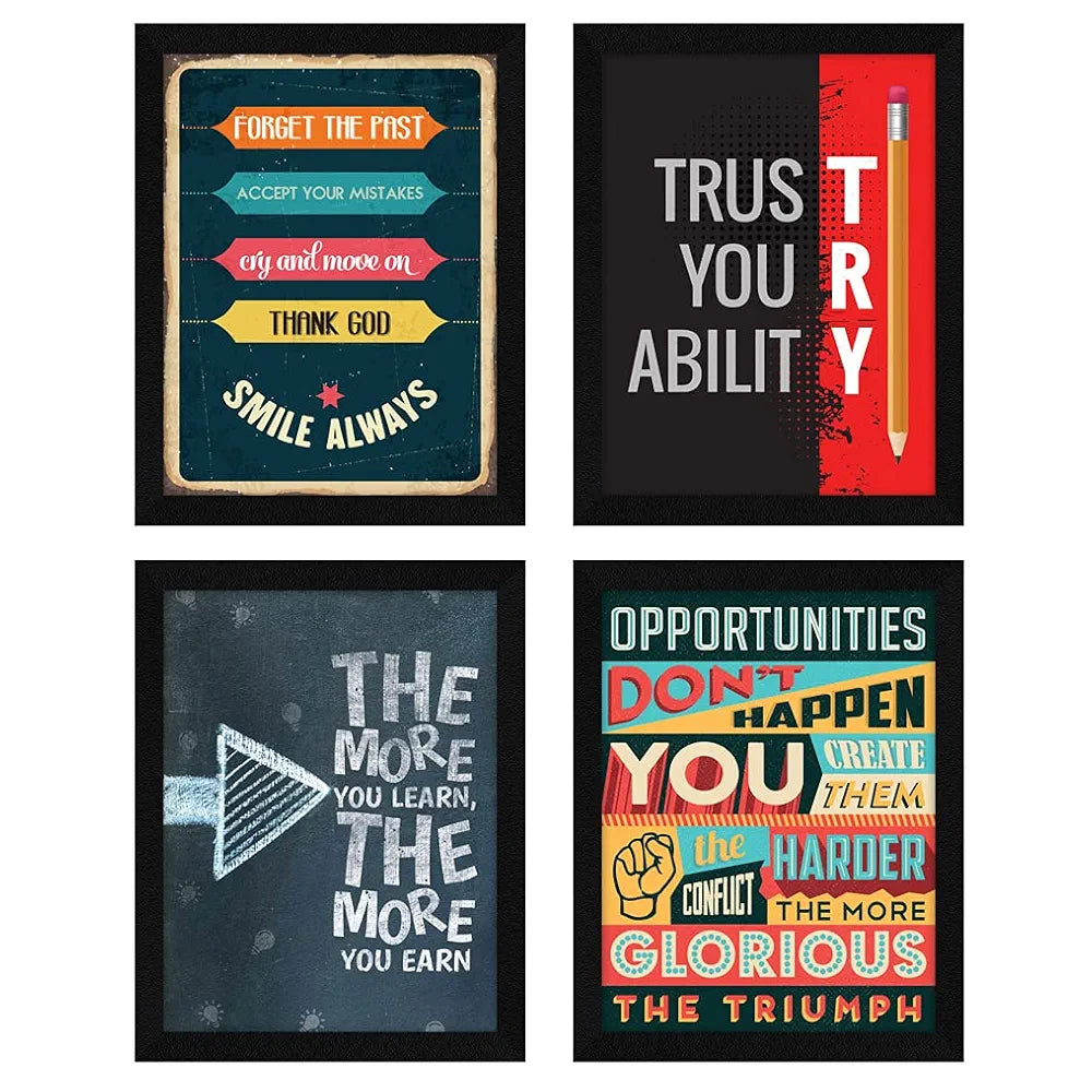 ArtX Paper Motivational Quotes Wall Frames, Multicolor, Inspirational, 10X13 inches each, 20 X 26 inches, Set of 4 