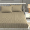 Homefab India 160 TC Stripe Glace Cotton Double BedSheet with 2 Pillow Covers Beige