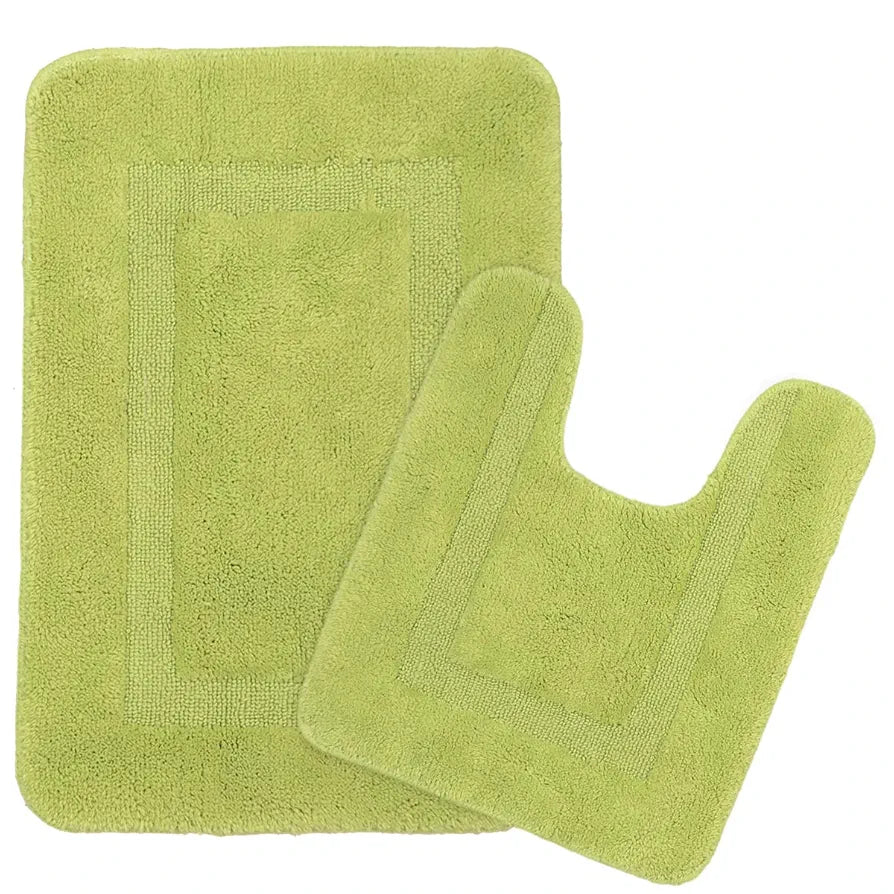 Saral Home Cotton Anti Slip Bathmat Set with Contour- 