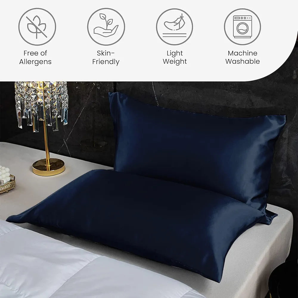 Cloth Fusion Satin Pillow Cover Set of 2 for Hair and Skin Care, Perfect Pillow case with 3 Satin Soft Scrunchies for Women 