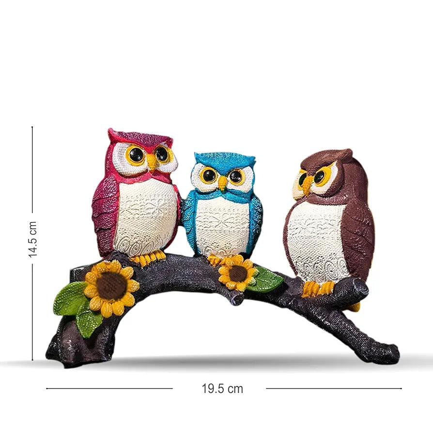 Xtore Beautiful Resin Owl Family Decorative Statue for Home Decor 