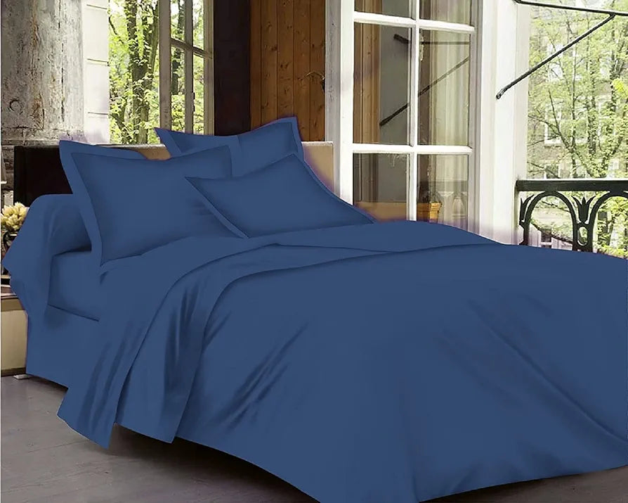 Trance Home Linen Zippered 100% Cotton 400 TC Plain Queen Size Duvet Cover Quilt Cover Blanket Cover Razai Comforter Cover with 2 Pillow Covers 