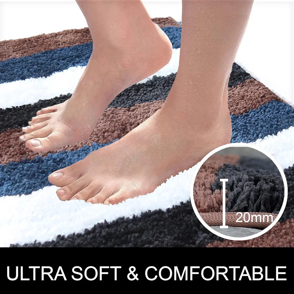 Luxe Home Jericho Doormat 2500 GSM Super Soft Microfiber, Anti-Skid Bathroom Mat & Kitchen Mats for Floor, Water-Absorbent, Quick Dry, Washable Door Mats for Home - Roack Brown, 40x60 cm, Pack of 2