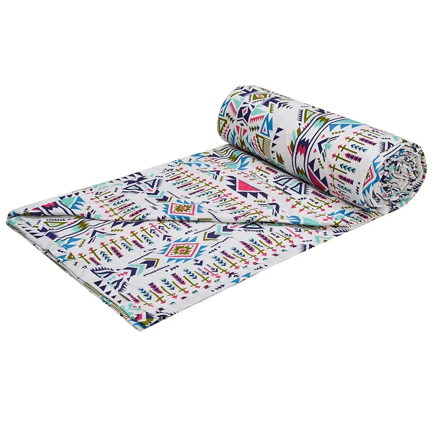 Trance Home Linen 150 GSM Pure Cotton Reversible Dohar Single Bed Size | Ac Blanket Comforter | Soft Light-Weight Bed Blanket 