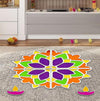 Solobolo Diy Rangoli Mats for Pooja Decoration | 4 Pieces Mdf 18 Inches Lotus Flower Rangoli Stencils for Door Entrance