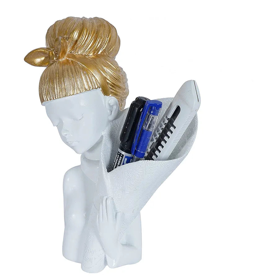 zart Resin Girl Showpiece for Home Décor Showpiece & Office Decor Item , 10 cm , 7 cm