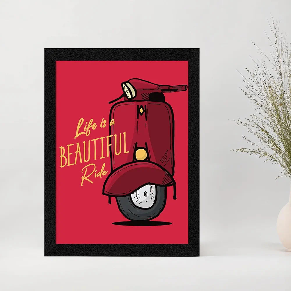 ArtX Paper Motivational Quote Life is a Beautiful Ride Wall Frame Art Painting, For Living Room, Drawing Room, Multicolor, Motivational, 10.0 X 13.0 inches, Set of 1