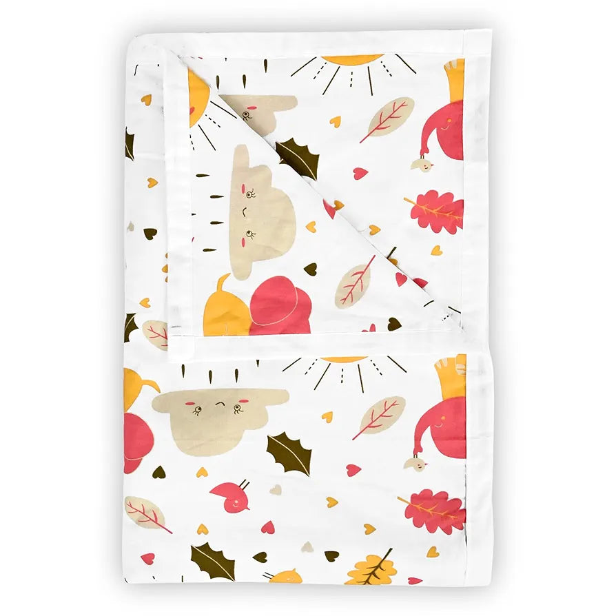 Divine Casa Pure Cotton Printed Single Dohar | 120 GSM | Soft & Lightweight Throw Blanket | Cozy & Breathable Bedding | All-Season Comfort | 210 x 140 CM, Marlin White