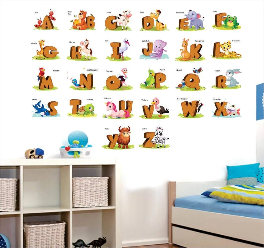 AH Decals Kids Room Wall Sticker Alphabet PVC Vinyl Wall Sticker for Kids Room Play School -Self-Adhesive