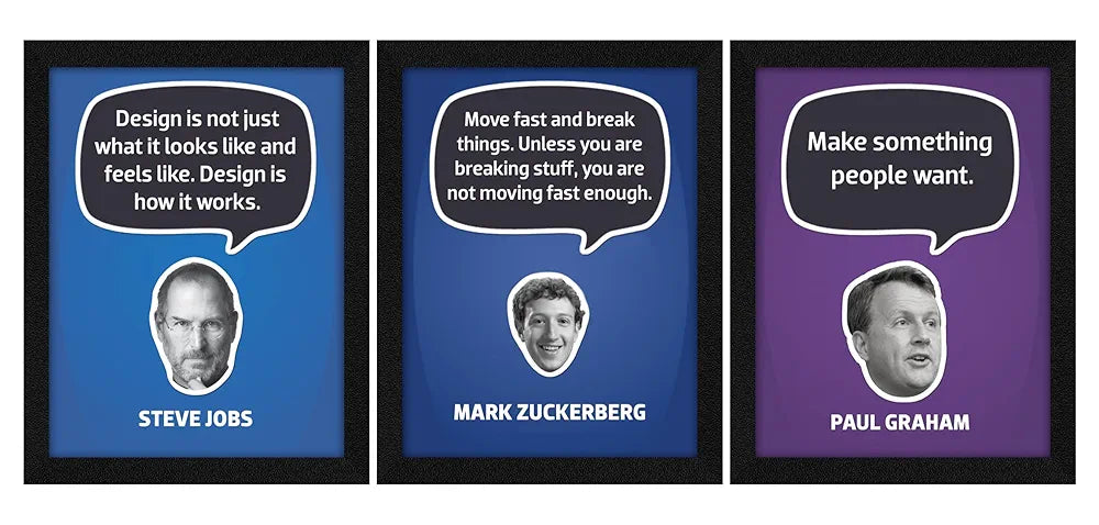 ArtX Paper Famous Motivational Quotes Wall Frames, Inspiring Quotes For Home, Office and Study Room Decor, Multicolor Framed Posters, Set of 3