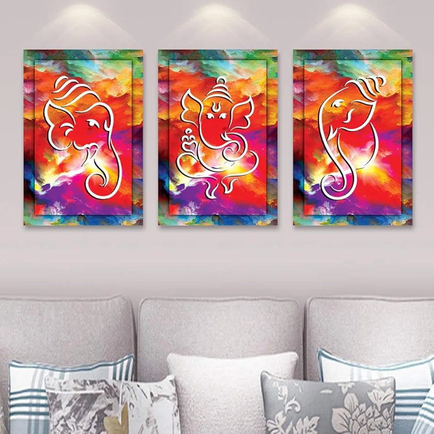 Rangoli MDF 3 Pcs Wall Poster 12x18 Inch Decorative Wall Art for Home, Office, Living Room. P-4, Design-26