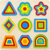 Wishkey Wooden Shapes Puzzle Learning Toy, Montessori Brain Teaser Puzzle Board with 9 Geometric Shapes, Interactive Game Educational Toys