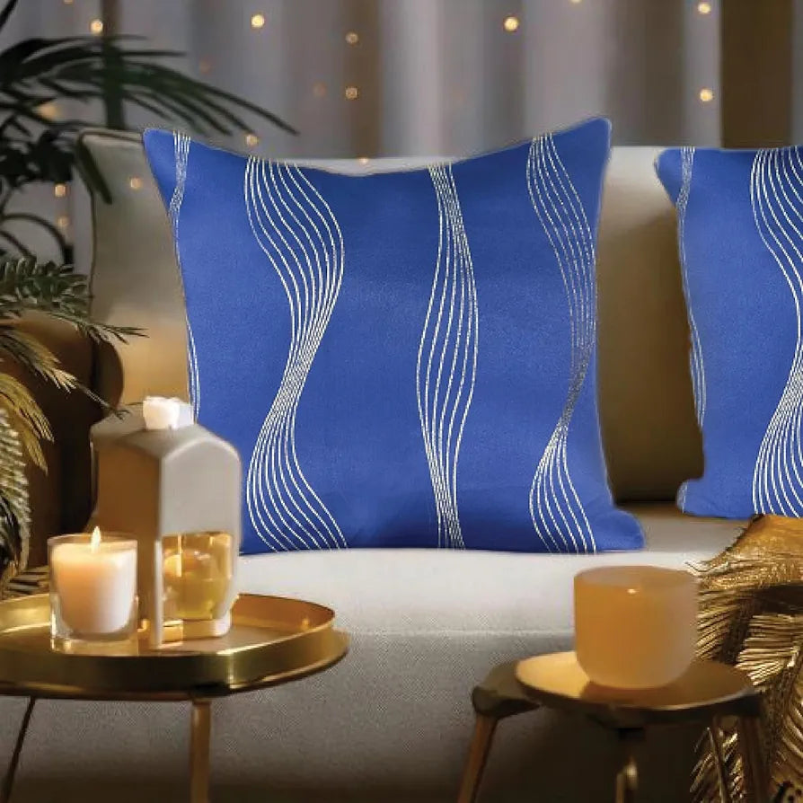 Urban Space Decorative Gold Foil Cushion Cover Set of 2, 18 inch x 18 inch Cushion Covers for Sofa, Bedroom, Living Room 