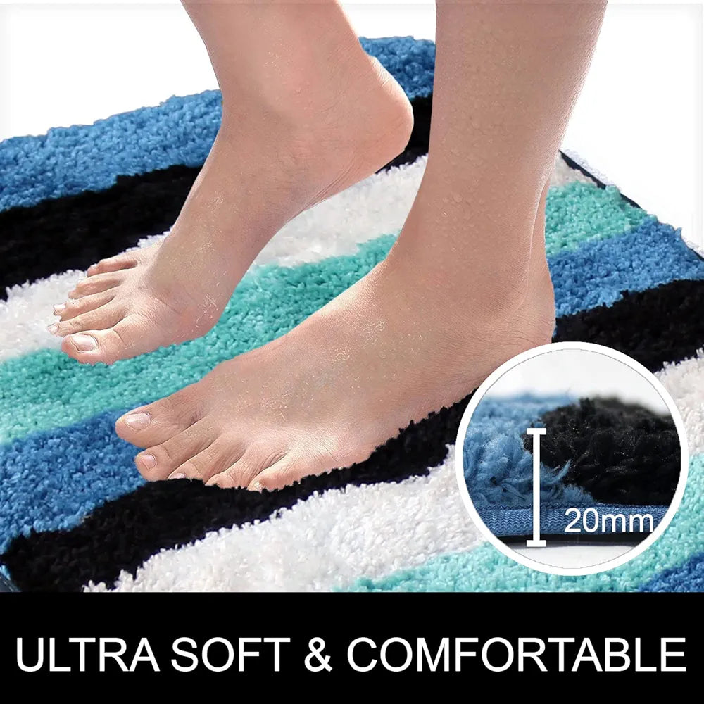 Luxe Home Jericho Doormat 2500 GSM Super Soft Microfiber, Anti-Skid Bathroom Mat & Kitchen Mats for Floor, Water-Absorbent, Quick Dry, Washable Door Mats for Home - Ocean, 40x60 cm, Pack of 2