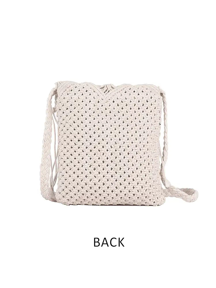 ASTRID Handmade Macrame Flap Over Sling Bag For Girls And Women