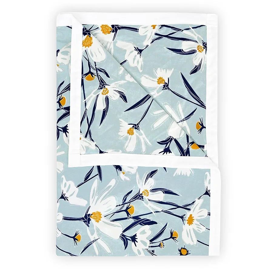 Divine Casa Floret 100% Cotton Double Dohar | 120 GSM | Soft & Lightweight Throw Blanket | Reversible Design | Cozy & Breathable Bedding | All-Season Comfort | 220 x 205 CM, Water Orchid