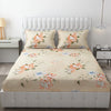 Fresh From Loom Elastic Fitted Floral Bed Sheets King Size Bed with Two Pillow Cover Rose Beige 144 TC
