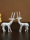 Ecraftindia Set of 2 Engraved Silver Deer Handcrafted Decorative Metal Figurine
