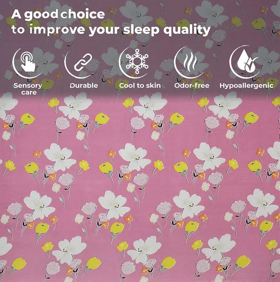 FRESH FROM LOOM Floral Design Bed Spread With Pillow Covers|Hypo-Allergenic Microfiber King Bedsheet For Double Bed|Wrinkle Free Bedsheets/Bedcover,144 TC
