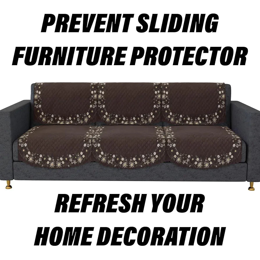 Kuber Industries Sofa Cover | Velvet Sofa Cover Set | Digital Painting Quilted Sofa Set | SUEDE Ultra Sonic Couch Cover | Sofa Cover for Living Room | Sofa Cover for Hall | Brown
