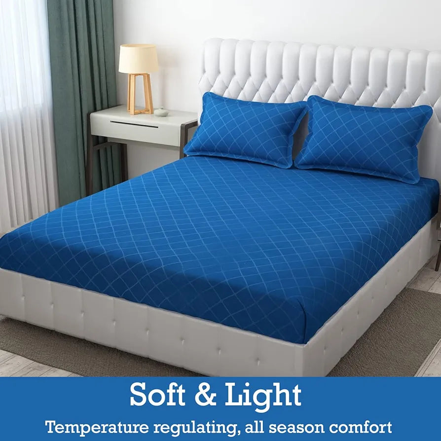 FRESH FROM LOOM Double Bedsheet King Size-Microfiber Rotary Printed, Hypoallergenic, Wrinkle Free With 2 Pillow Covers 144 TC 