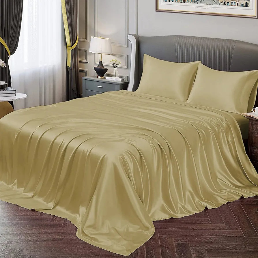 Cloth Fusion Satin Bedsheet for King Size Bed, Perfect for Romantic Night, Excellent Gift for All Celebrations, Set of 1 Satin Sheet 108