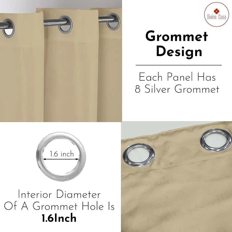 Divine Casa Super Satin Blackout Door Curtains Pack of 2 | Solid Panels for Complete Light Block | Size 7 Feet | Silky Touch & Thermal Insulation | Deep Brown