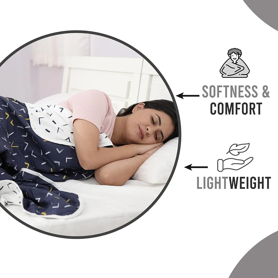 Divine Casa 120 GSM Microfiber Single Bed Comforter | Soft & Lightweight Reversible AC Blanket | All-Season 3-Layered Quilt | 230 x 140 cm, Navy Blue