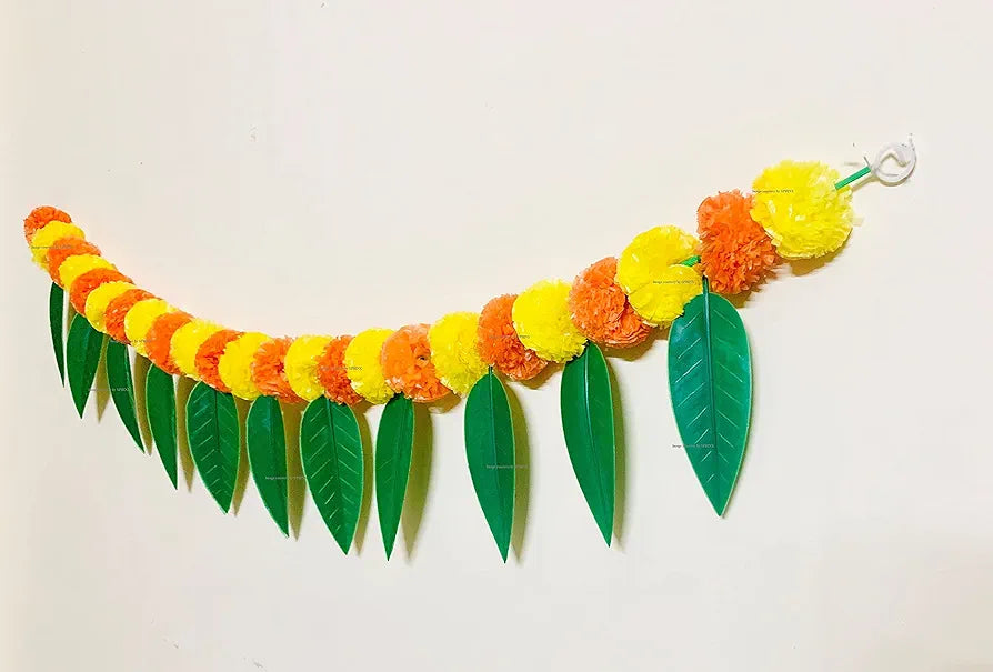 SPHINX Artificial Marigold &Mango Leaves Simple Door-Window toran/Door hangings/Festive Decorations - Approx.100 cms/40 Inches/3.33 Ft. - 