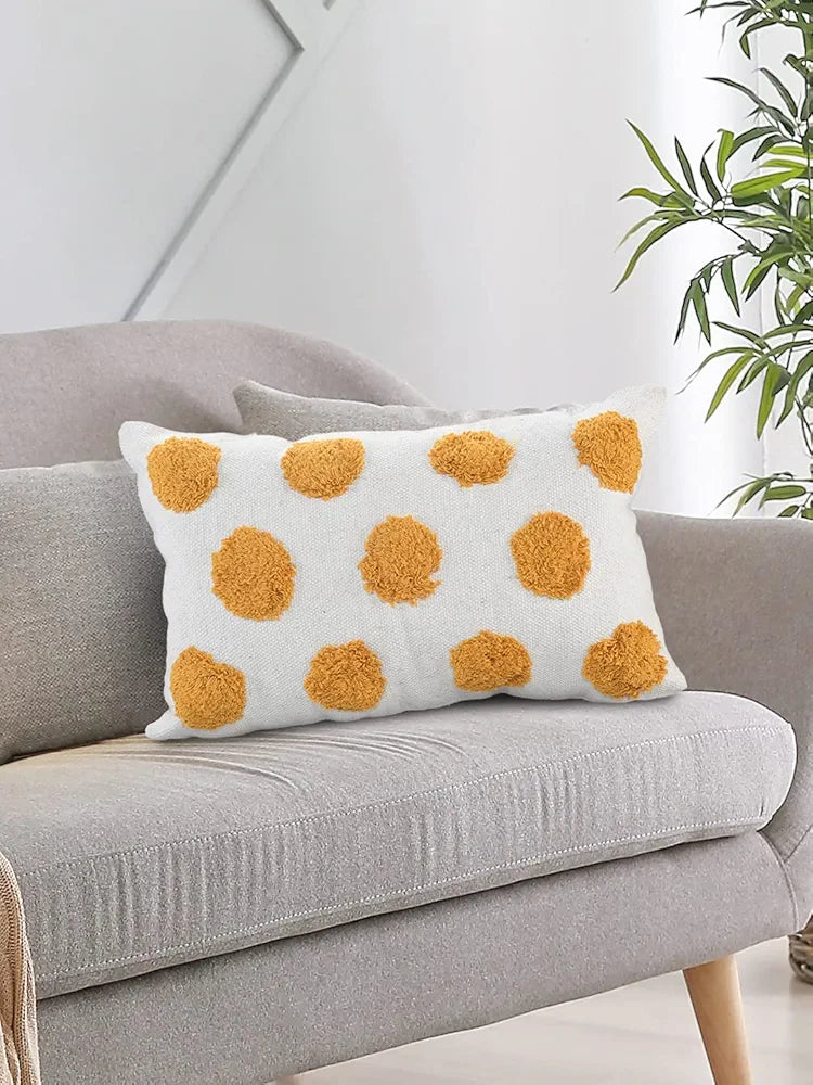 SASHAA WORLD Cotton Lumbar Cushion Cover, Decorative Throw Cushion/Pillow for Couch and Bed