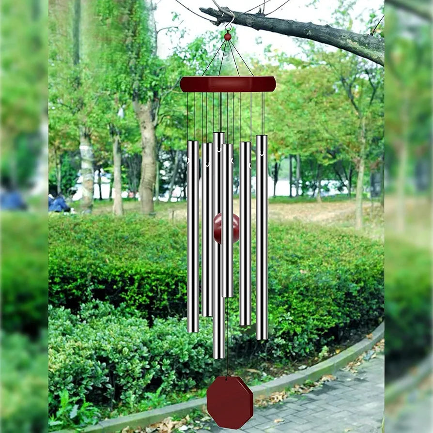 CARTSHOPPER Memorial Wind Chimes Outdoor Large Deep Tone, Wind Chime Outdoor Sympathy Wind-Chime Personalized with 6 Tuned Tubes, Elegant Chime for Garden Patio Balcony and Home