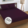 Fresh From Loom 240 TC Satin Striped Elastic Fitted Bed Sheets King Size Bed with Two Pillow Cover Wine