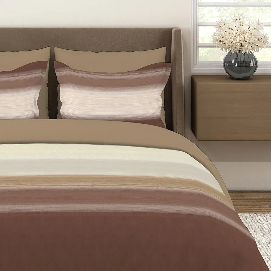 Layers Duracount Bedsheet Set for All Seasons - Lightweight, Moisture Absorbent, Machine Washable & Easy to Care - Gift for Housewarming & More - 225 CVC - King Size 