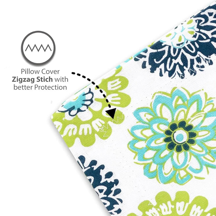 Divine Casa Double Size Bedsheet for Double Bed, 144 TC Pure Cotton Queen Size with 2 Pillow Covers | 222 by 254 cm | Floral | Green Blue