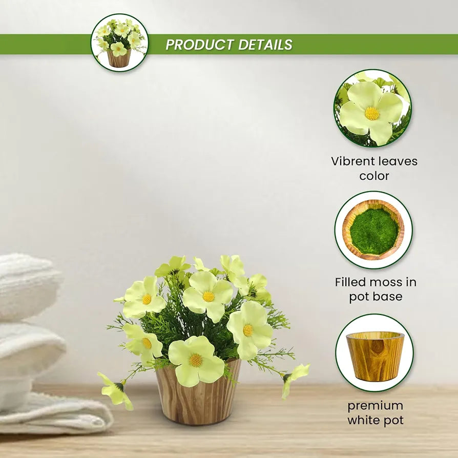 fancymart Artificial Flower in Grass with Pot, Perfect for Home & Office Décor, Artificial Flora -8420